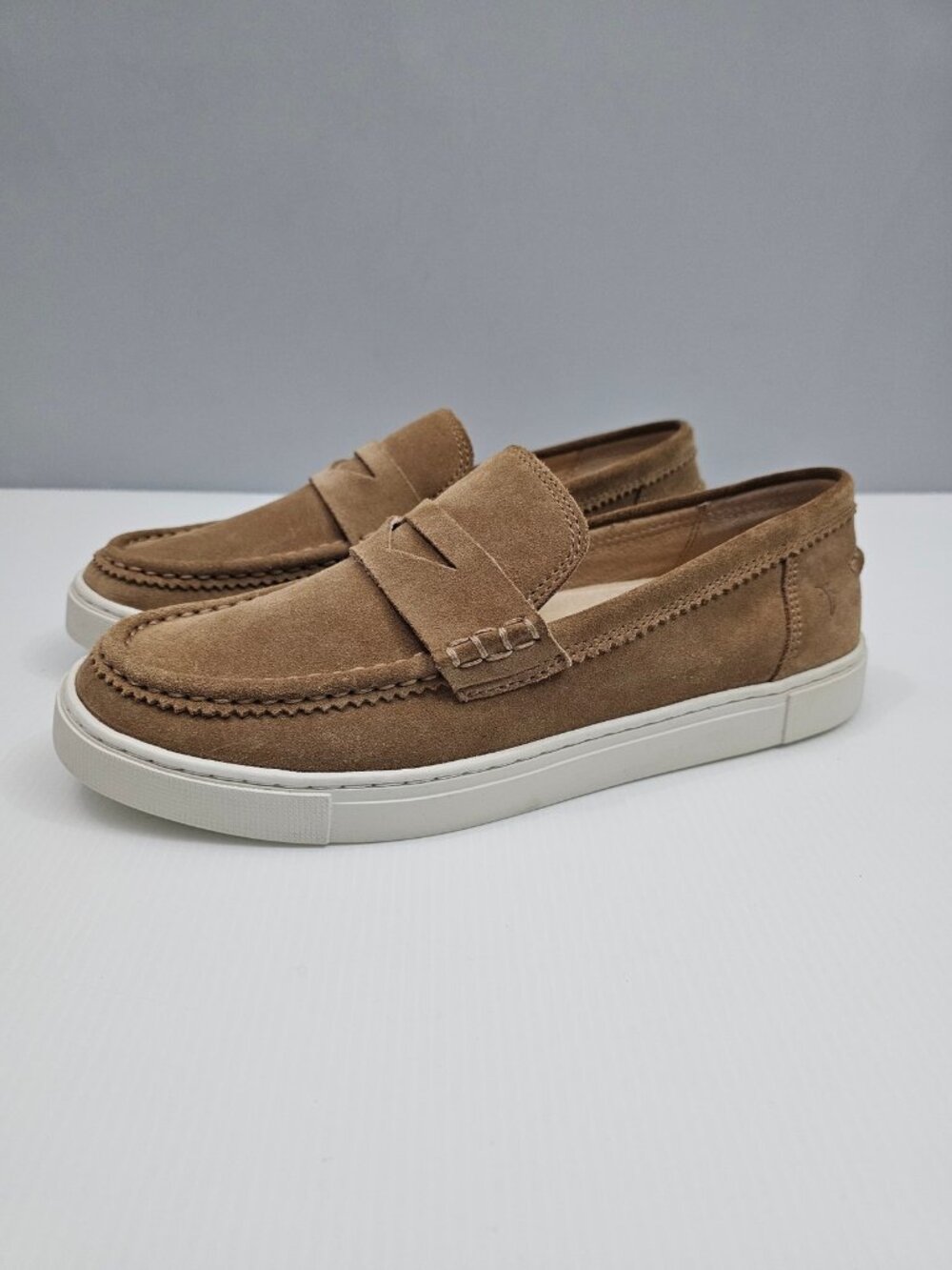 Frye Ivy Slip On Penny Loafer Womens 9.5 Almond Tan Suede Sneaker Casual Flats